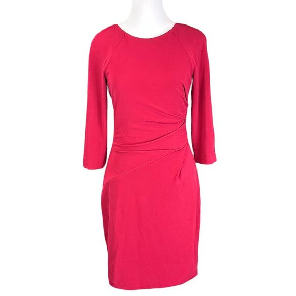 Karen Miller Ruched Sheath Dress Red Size 6 - Picture 2 of 8